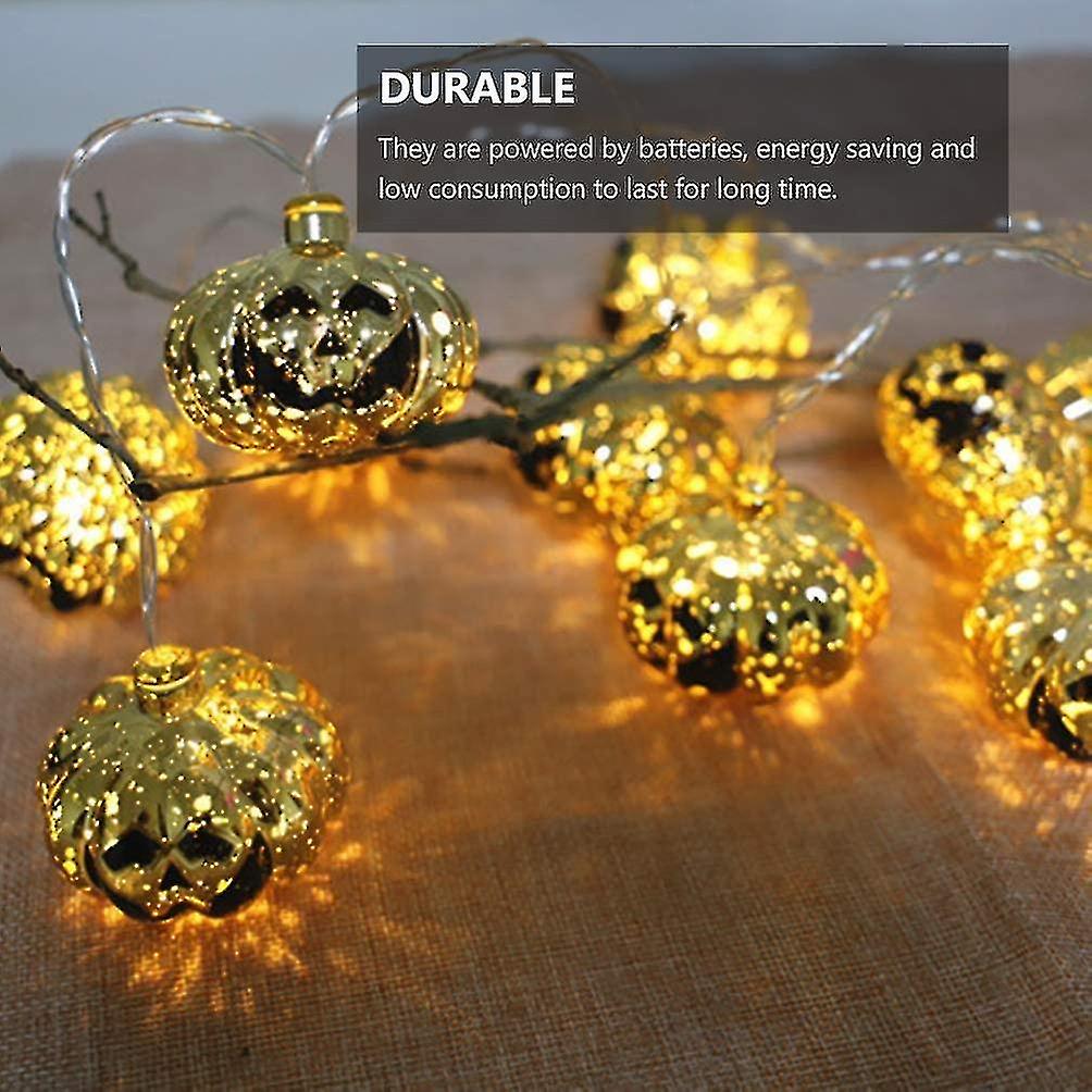 Christmas Pumpkin String Lights 20 Led Battery Operated Fairy Lights Party Lantern Garland Thanksgiving Decoration For Outdoor Indoor 3m(golden)(1pcs)