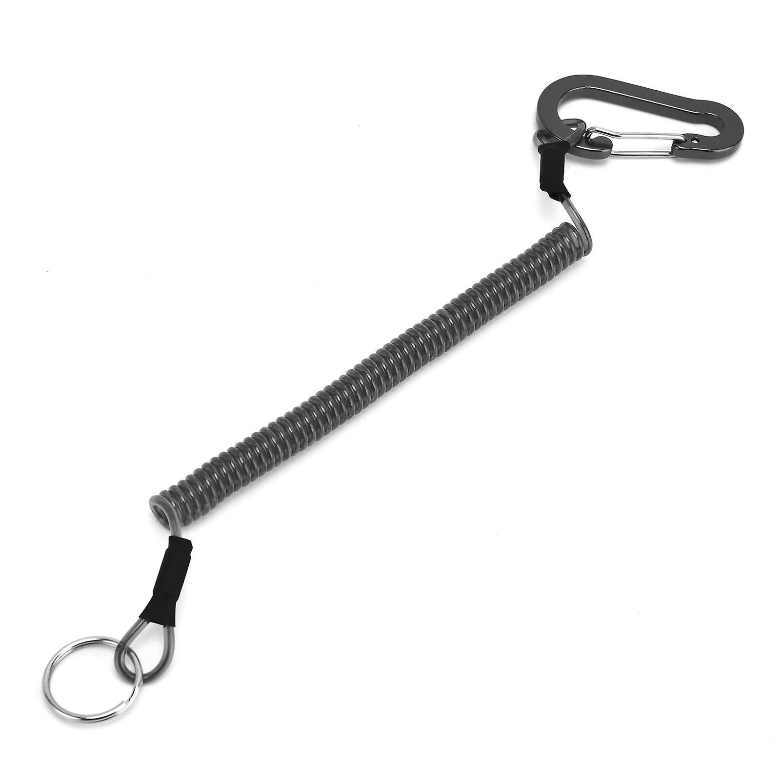 Fishing Lanyards Rope Retractable Safety Spring Coiled Ropes Keychain Accessoriesblack