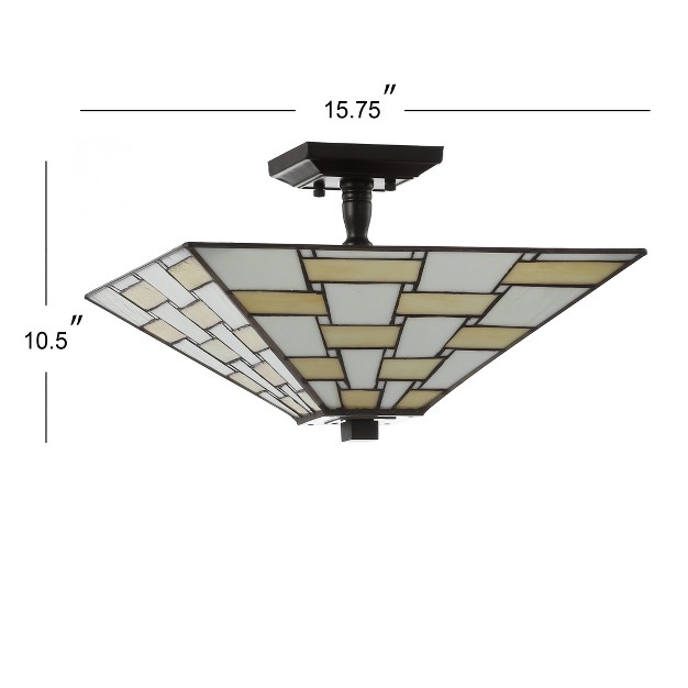 Glass metal Jason  Style Semi Flush Mount includes Energy Efficient Light Bulb White Jonathan Y