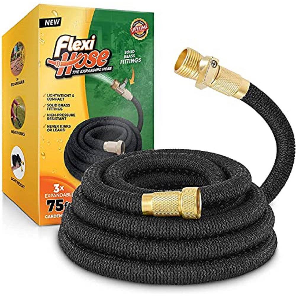 Flexi Hose 34 in x 75 ft. Expandable Garden Hose Lightweight and No-Kink Flexible Black 17095