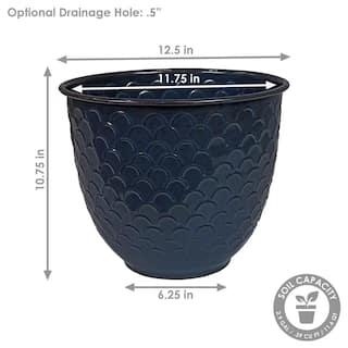 Sunnydaze Dinah Metal Outdoor Planter - Navy Molten Glaze - (Set of 4) DRV-2814