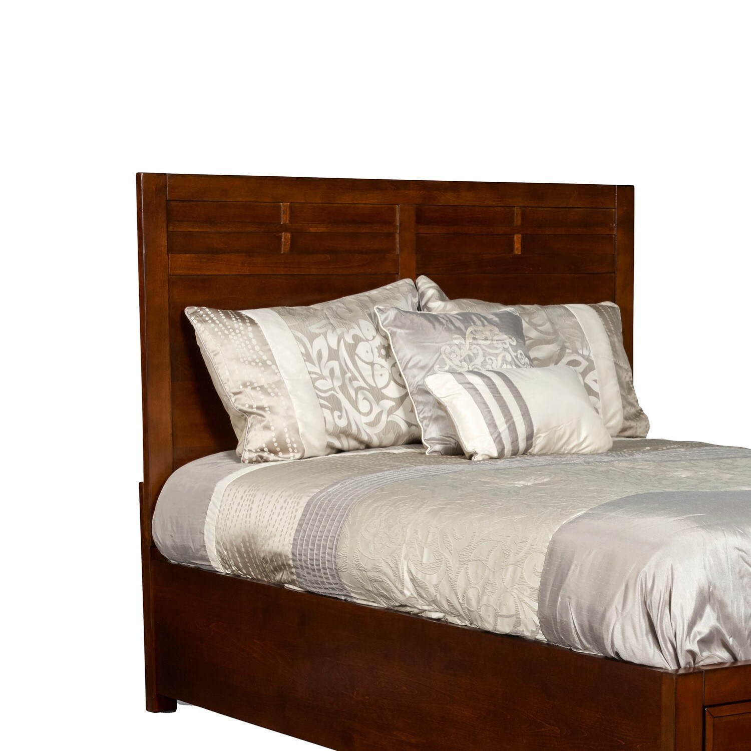 Panel Design Twin Size Wooden Headboard， Cherry Brown - - 31575586