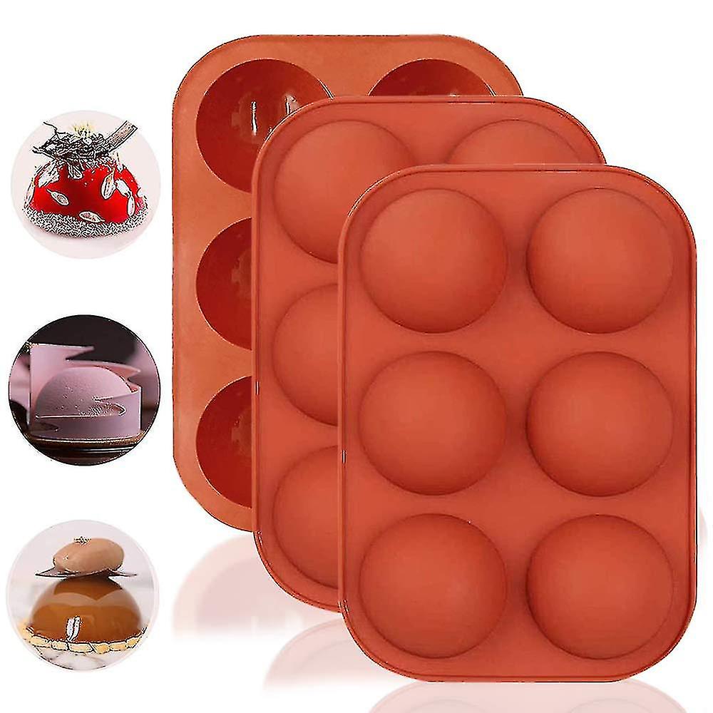 3pcs Semi Sphere Silicone Molds， 6-cavity Baking Mold Chocolate Moulds Round Shape Half Sphere Molds For Making