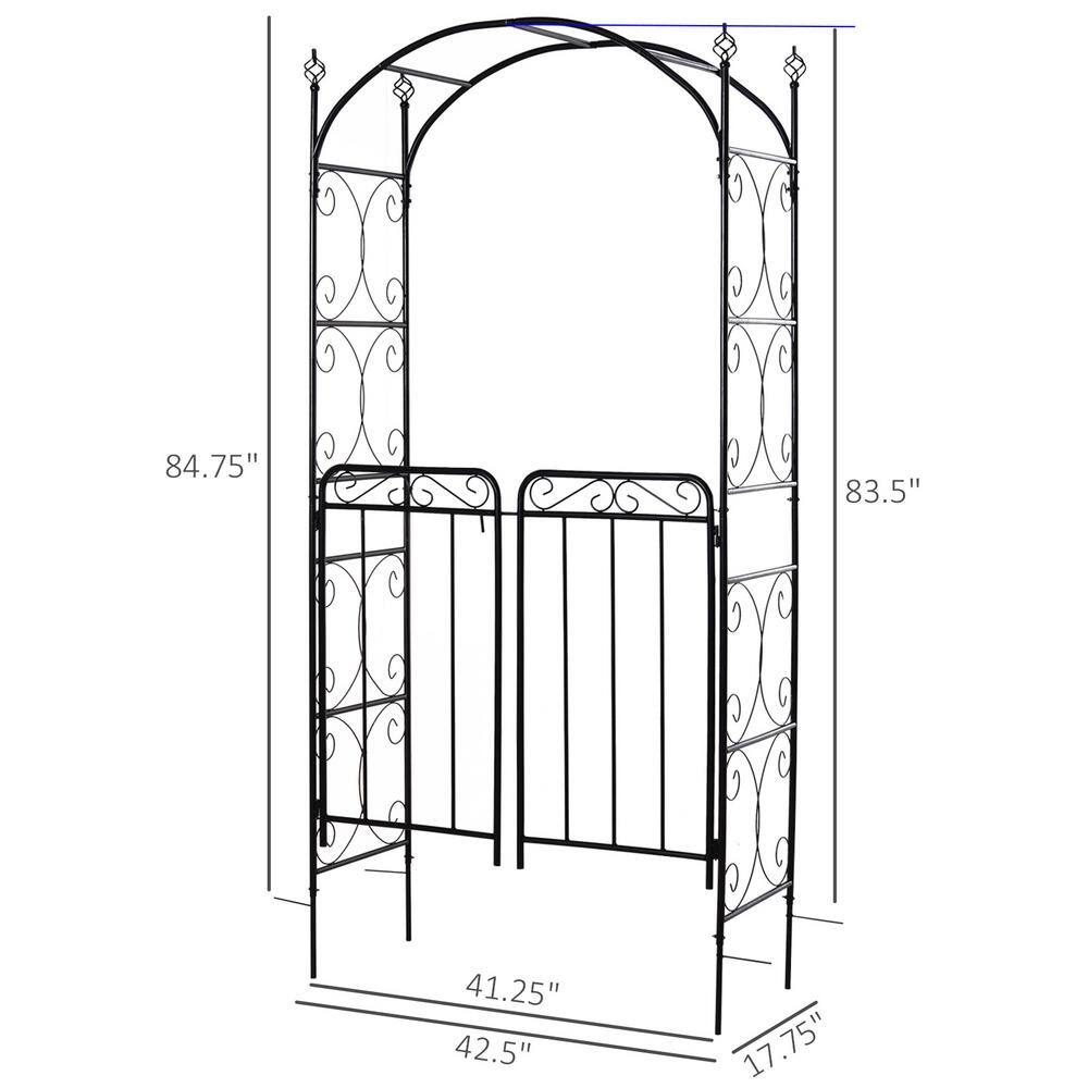 Outsunny 85 in. Decorative Garden Trellis with 2 Latched Swinging Doors Built for Climbing Vines Gardens Weddings and Ect 844-255