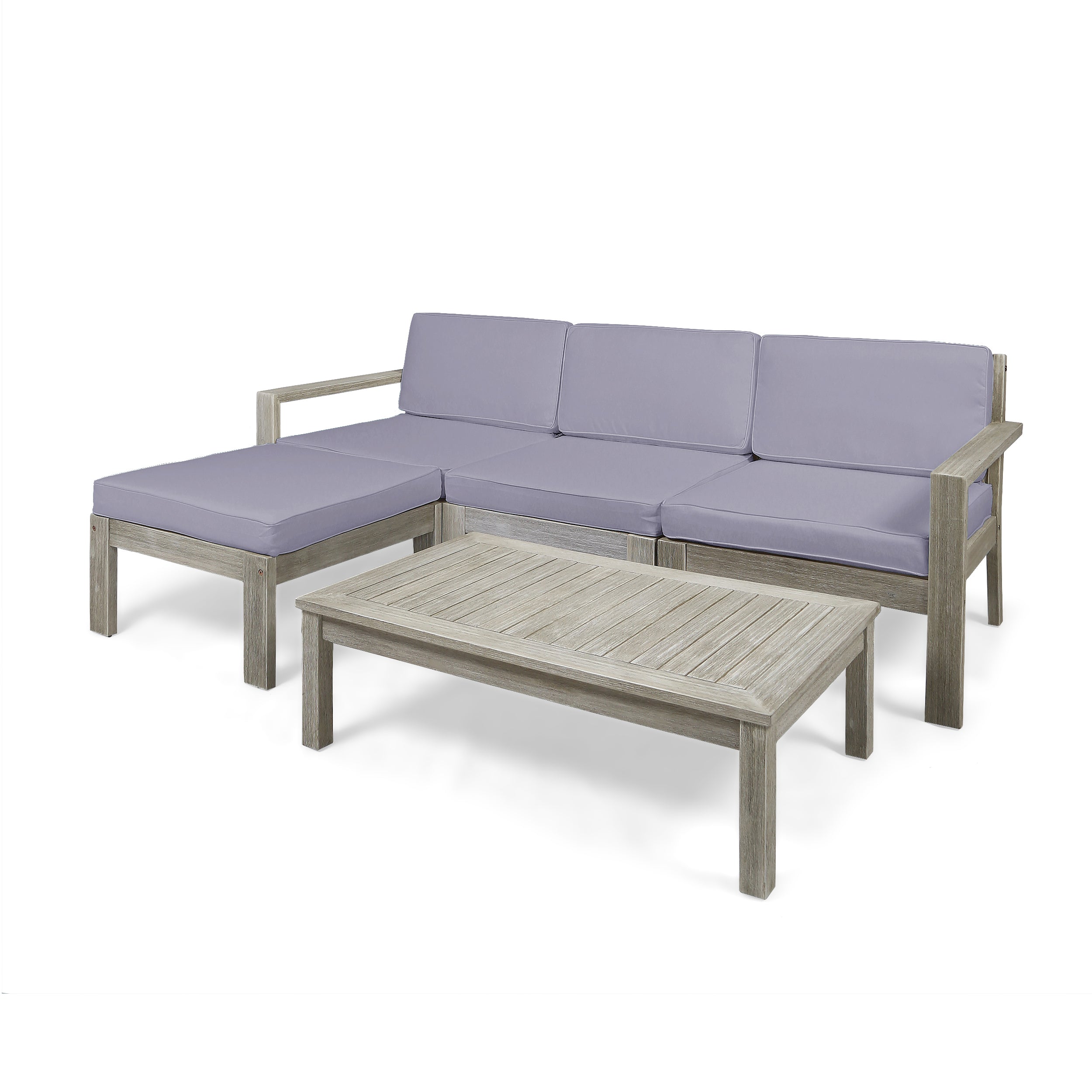 Makayla Ana Outdoor 3 Seater Acacia Wood Sofa Sectional with Cushions