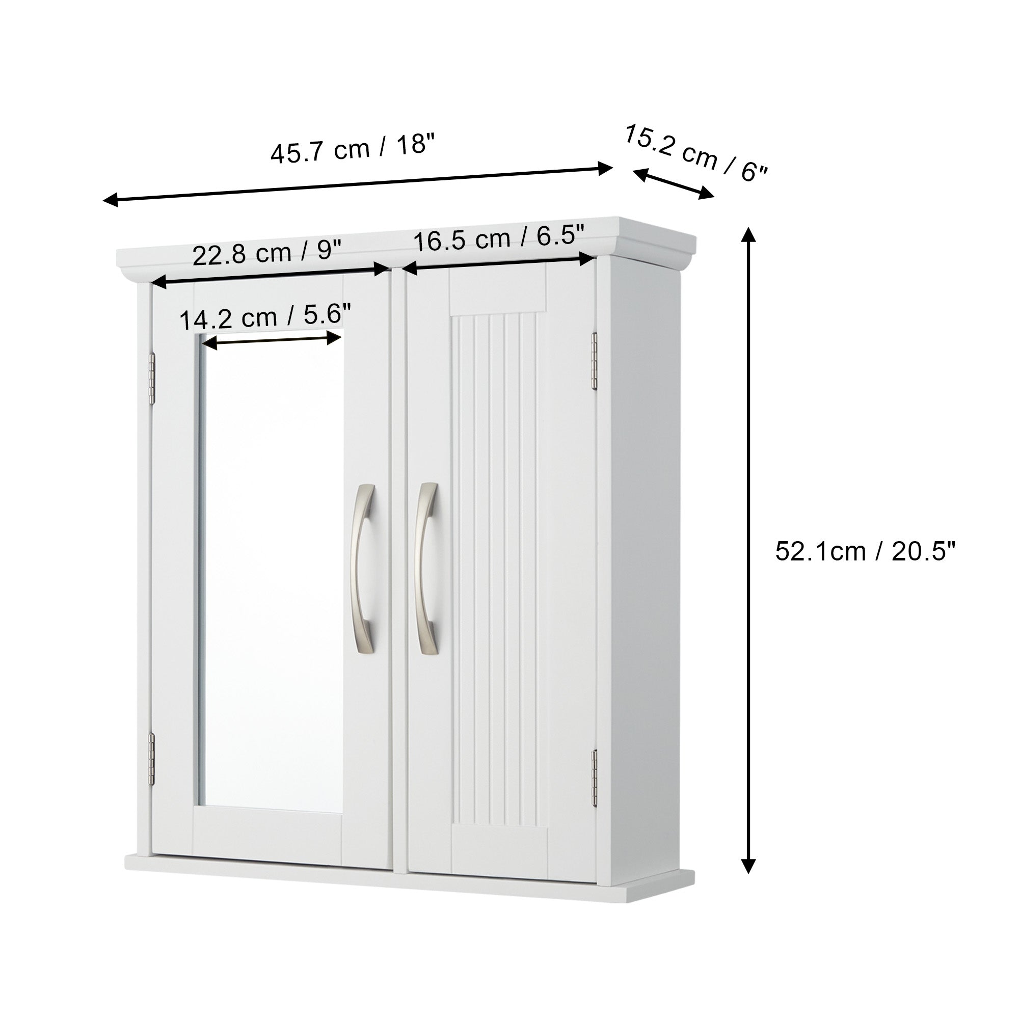 Teamson Home Newport Contemporary Wooden Removable Wall-Mount Medicine Cabinet, White