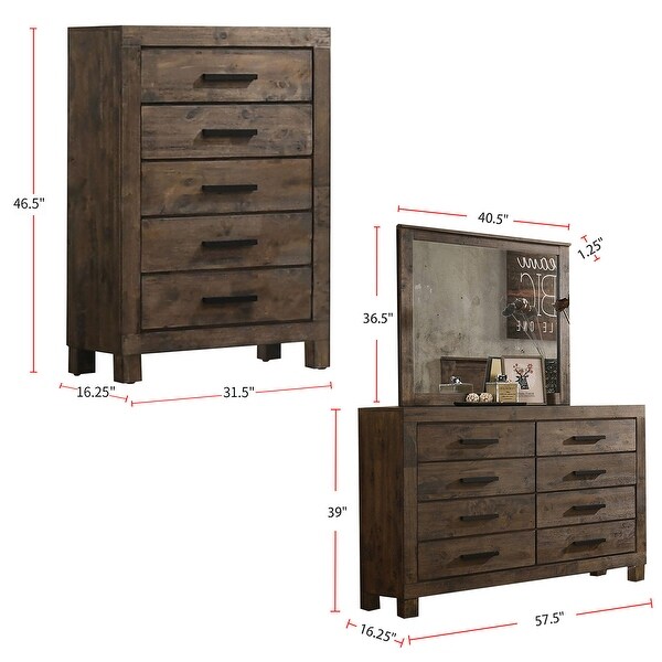 Wooden Storage Eastern King Platform Bedroom Set in Rustic Golden Brown - - 36135730