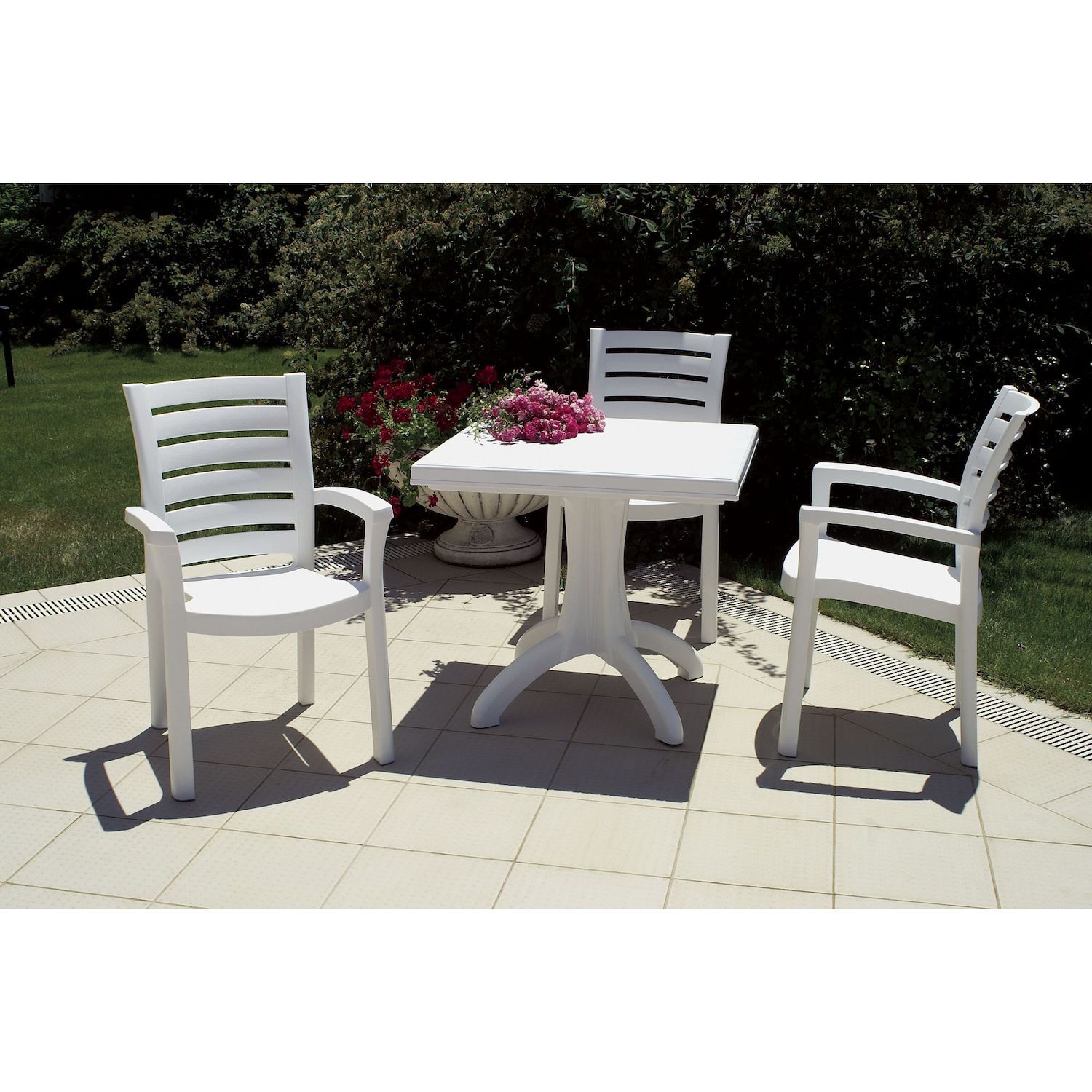 35.5 Snow White Resin Solid Stackable Weather Resistant Dining Arm Chair