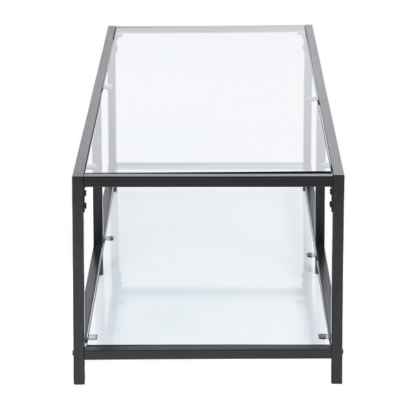 Black Glass Coffee Table Small Modern Square Simple Center Table