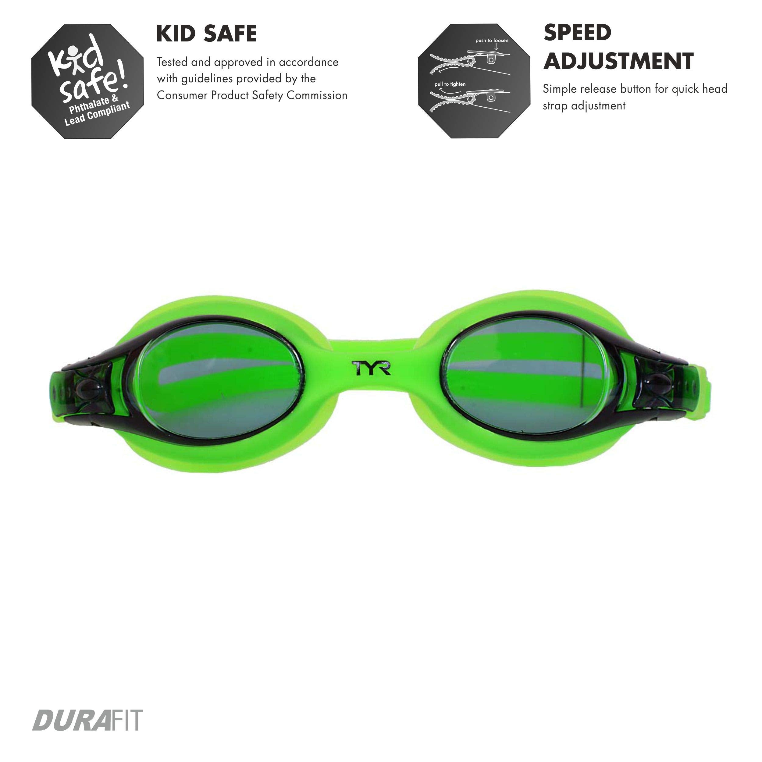 TYR Swimple Swim Goggles, Green Gasket & Smoke Lens, Kids