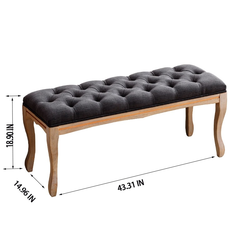 Velvet Upholstered Bench Ottoman  Tufted Dining Bedroom Bench Solid Wood Accent Bench Footrest Stools for Entryway