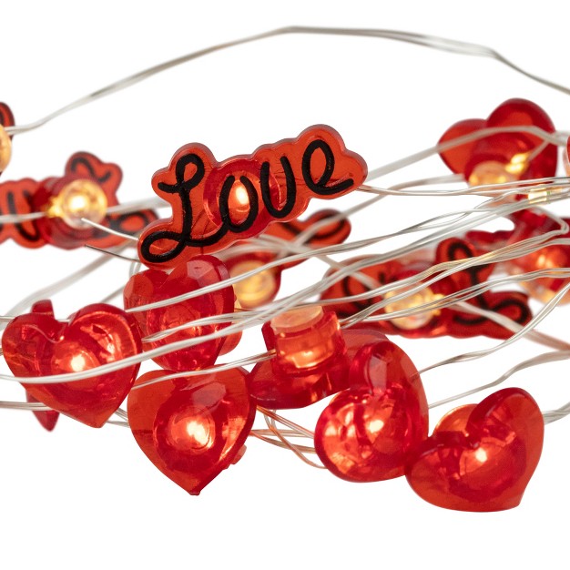 Northlight 20 count Red Valentine x27 s Day Love And Heart Led Fairy Lights 6 25ft Copper Wire