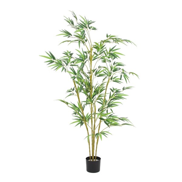 The Mod Greenhouse 60 Artificial Real Touch Bamboo Tree in Black Matte Planter's Pot