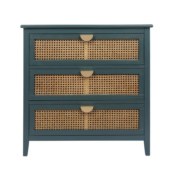 3 Drawer Cabinet，Natural rattan，American Furniture，Suitable for bedroom， living room， study