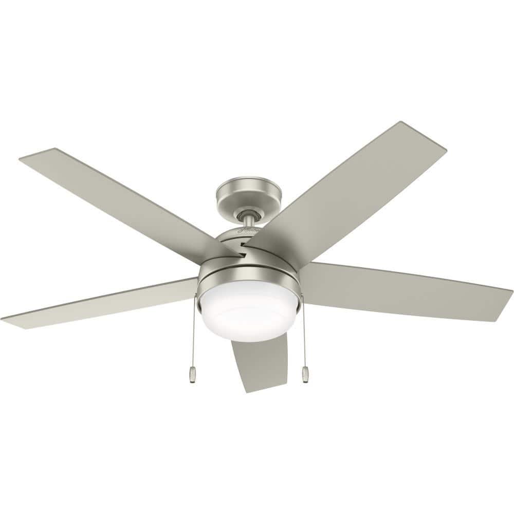 Hunter Stenson 52 in LED Indoor Matte Nickel Ceiling Fan with Light Kit