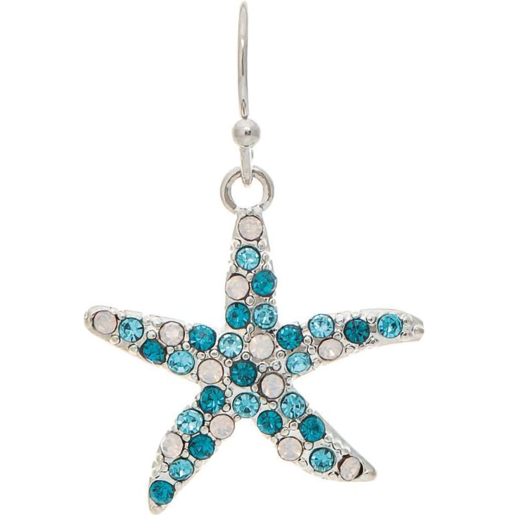 Rain   Silver Blue Sparkle Starfish Earring