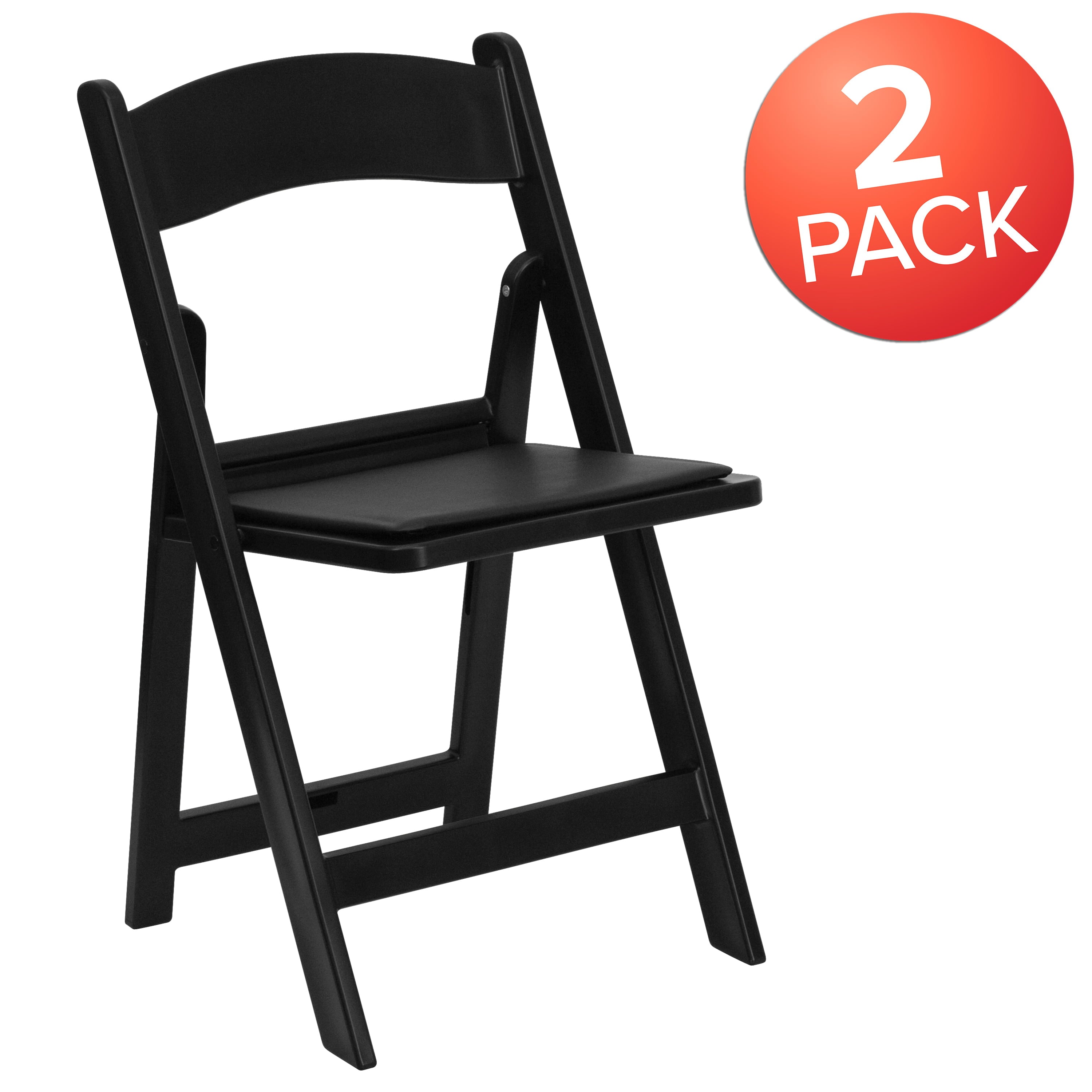 Emma + Oliver Folding Chair - Black Resin – 2 Pack 1000LB Weight Capacity Event Chair