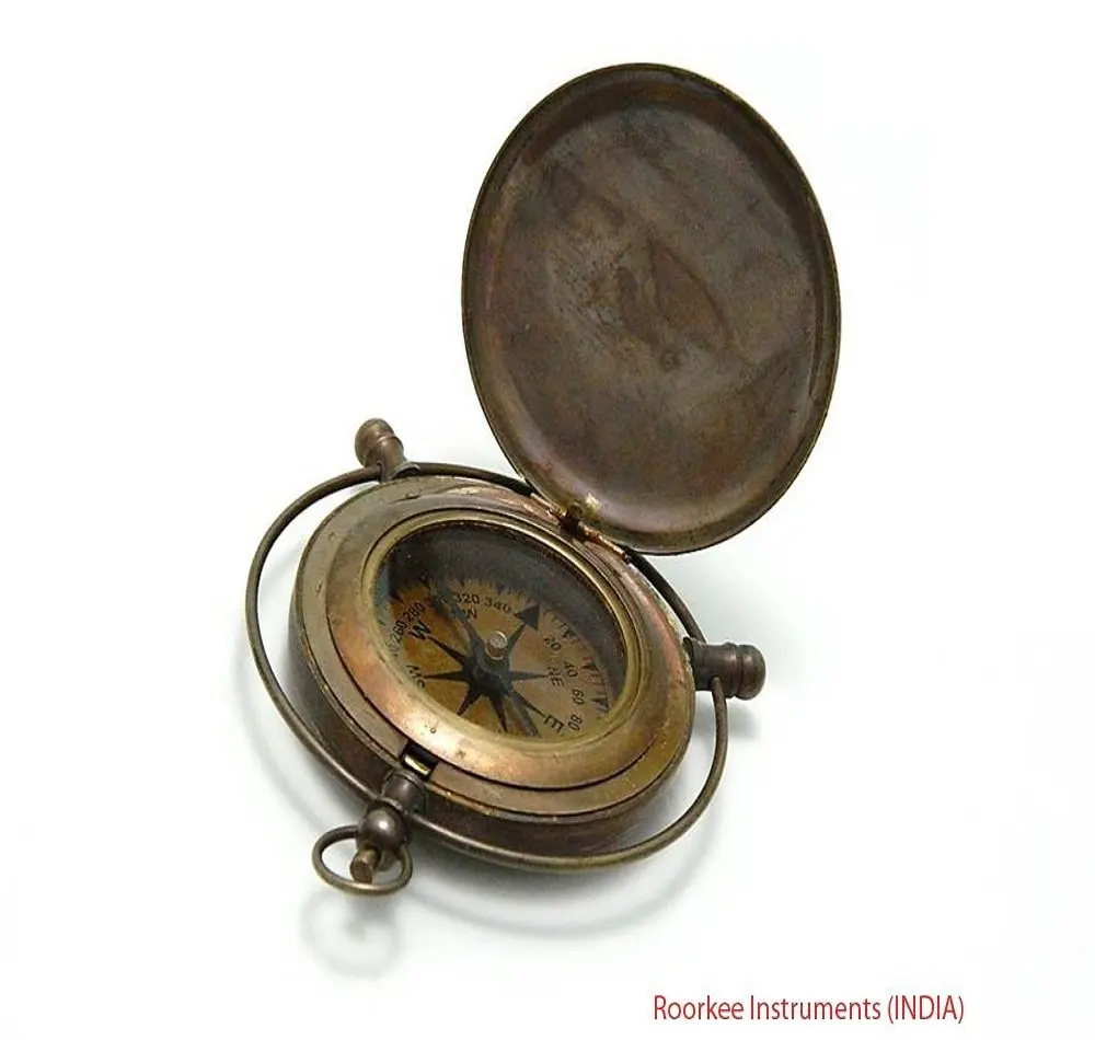 Brass Compass/Magnetic Compass for Navigation/Push Button Pocket Compass for Camping  Hiking  Touring