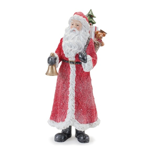 Glitter Santa Figurine with Pine Accent (Set of 3)