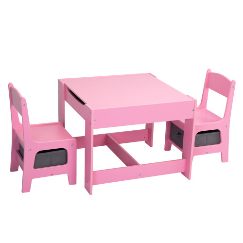 3 in 1 Kids Wood Table and 2 Chairs  Children Acti...