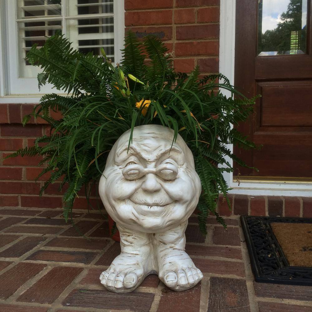 HOMESTYLES 14 in. Antique White Grandma Violet Muggly Planter Statue Holds 6 in. Pot 37135