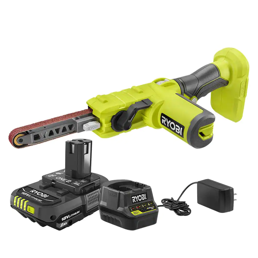 RYOBI PSD101KN ONE+ 18V Cordless 1/2 in. x 18 in. Belt Sander Kit with (1) 2.0 Ah Battery and Charger