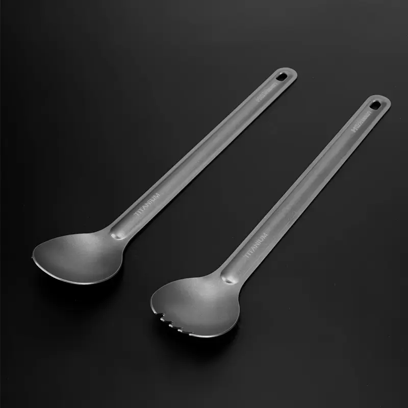 long handle Anti Rust healthy outdoor camping utensils Titanium cutlery set spoon spork for fishing hiking hunting survival