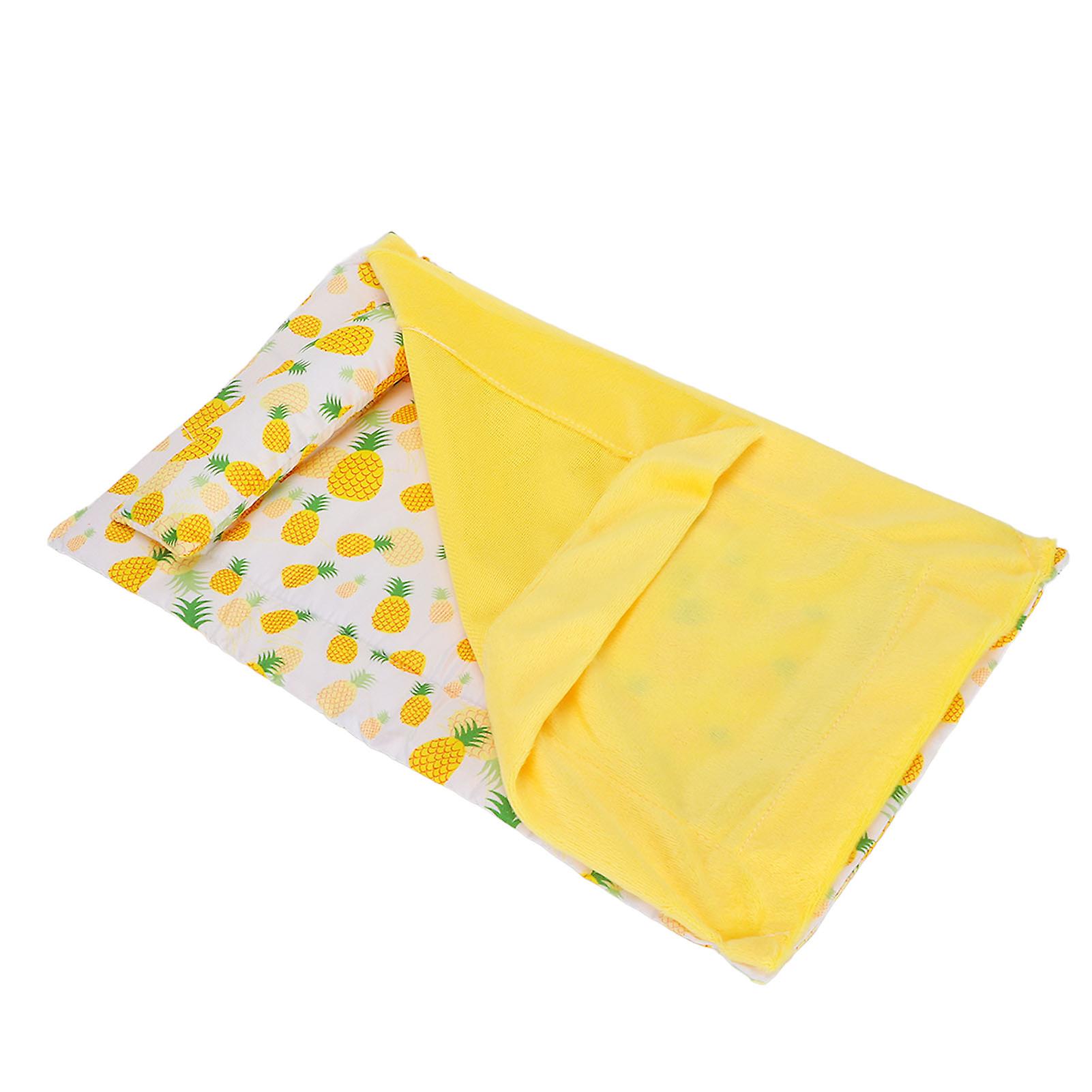 Reptile Sleeping Bag Soft And Warm Bearded Dragon Bed With Pillow For Bearded Dragon Leopard Gecko(pineapple Yellow Quilt )