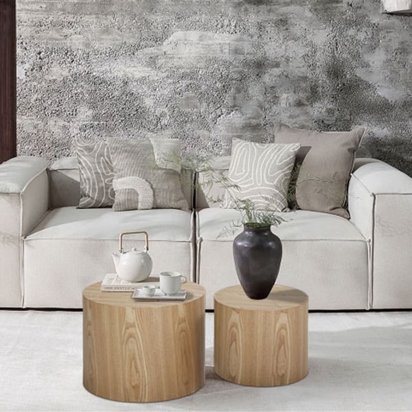 Modern Round Accent Nesting Side Coffee Table Set (Set of 2)