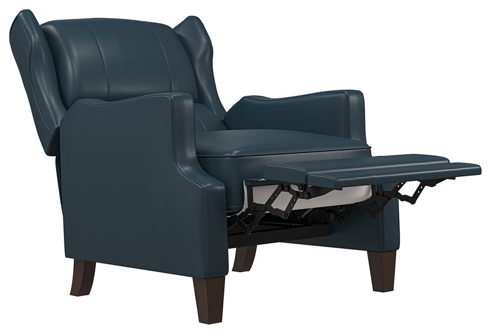 Contemporary Genuine Leather Recliner  With Solid Wood Legs   Transitional   Recliner Chairs   by Karat Home  Houzz