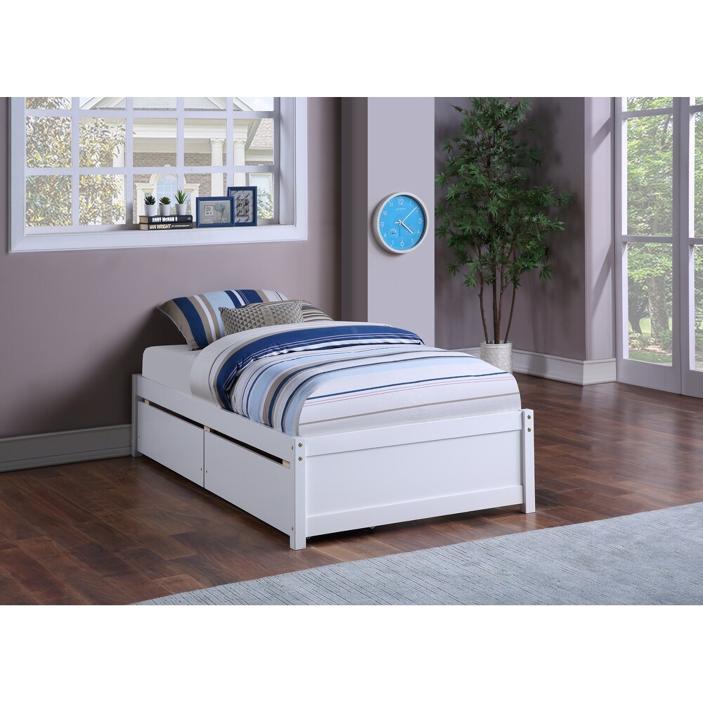 White Twin Bed with 2 Storage drawers