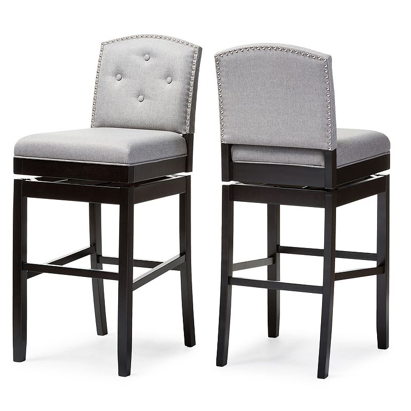 Baxton Studio Ginaro Swivel Bar Stool 2-piece Set