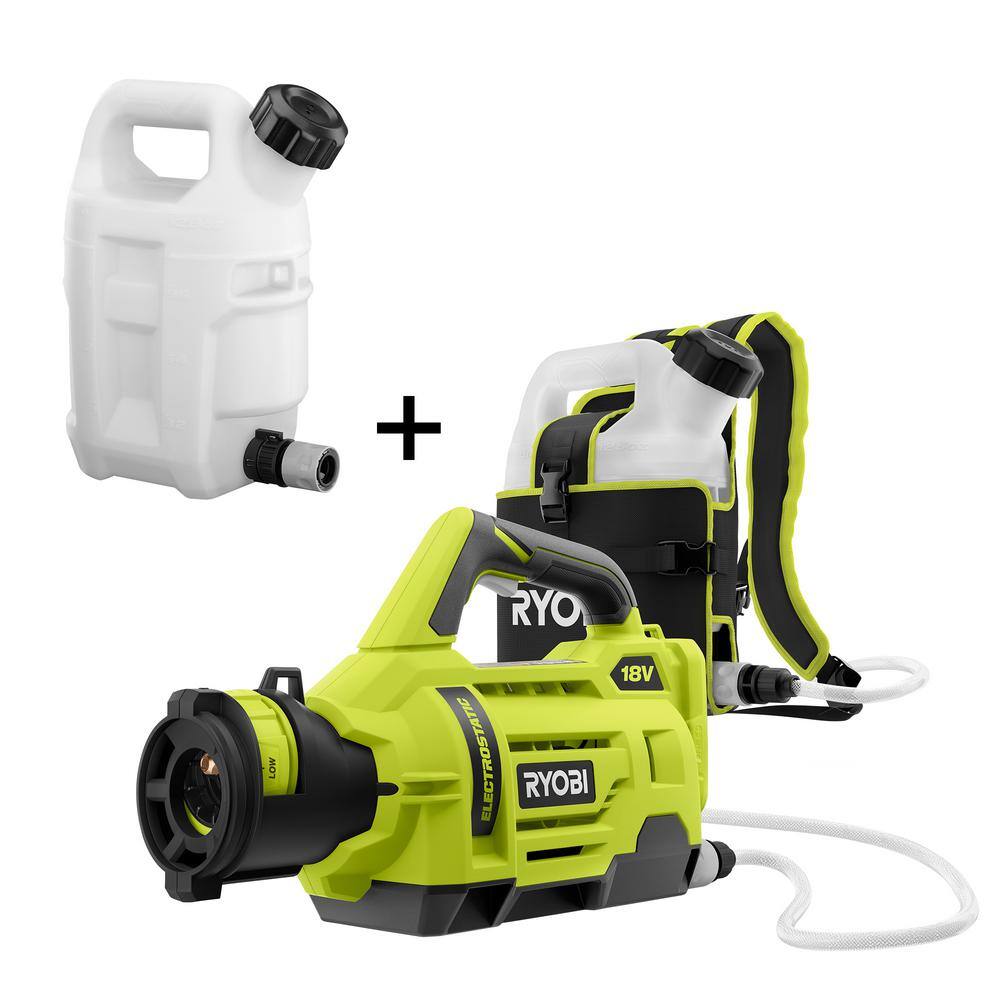 RYOBI ONE+ 18V Cordless Electrostatic 1 Gal. Sprayer w Extra 1 Gal. Replacement Tank (2) 2.0 Ah Batteries and (1) Charger P2870-1G