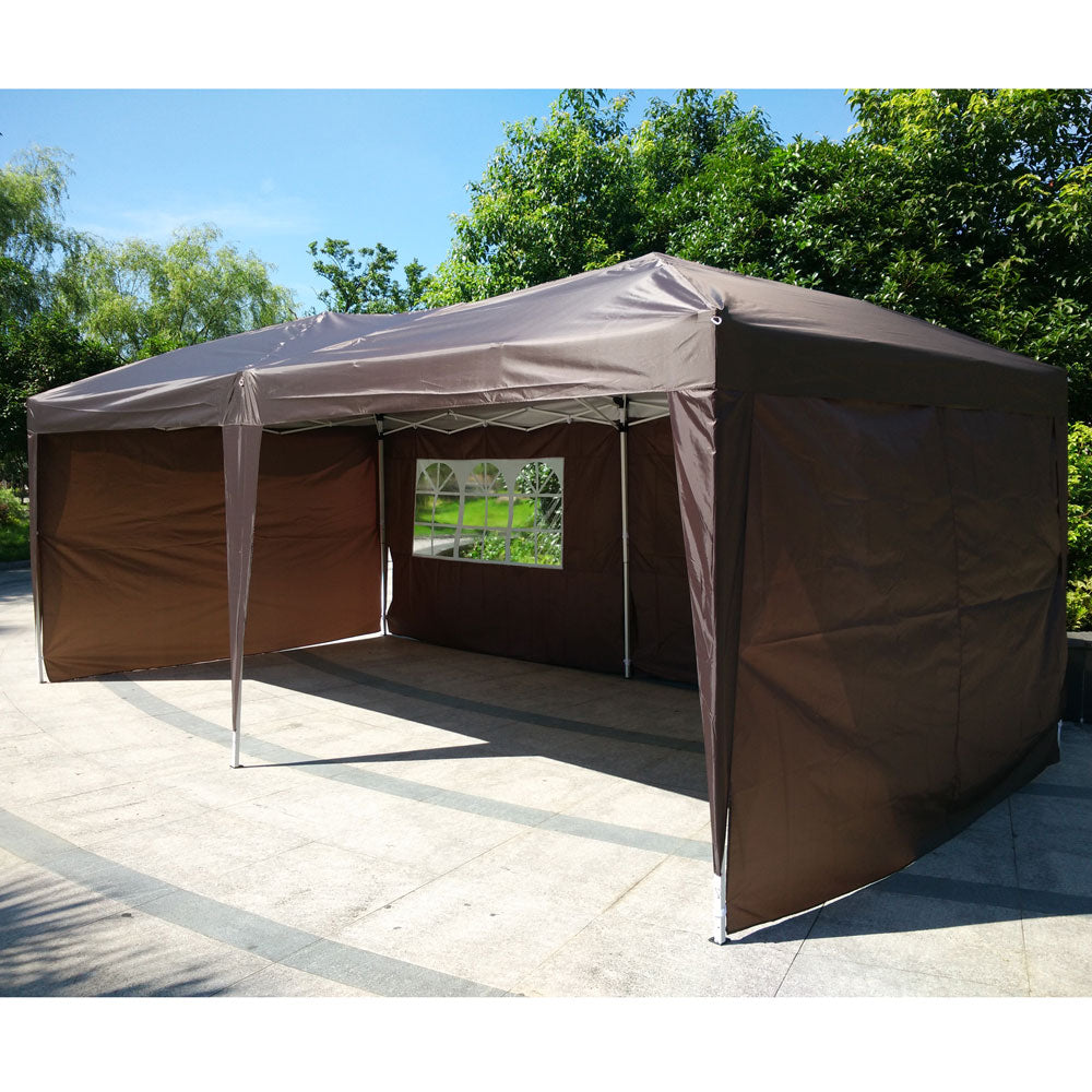 Zimtown 10' x 20' Ez Pop up Wedding Party Tent Folding w/4 Side Wall Brown