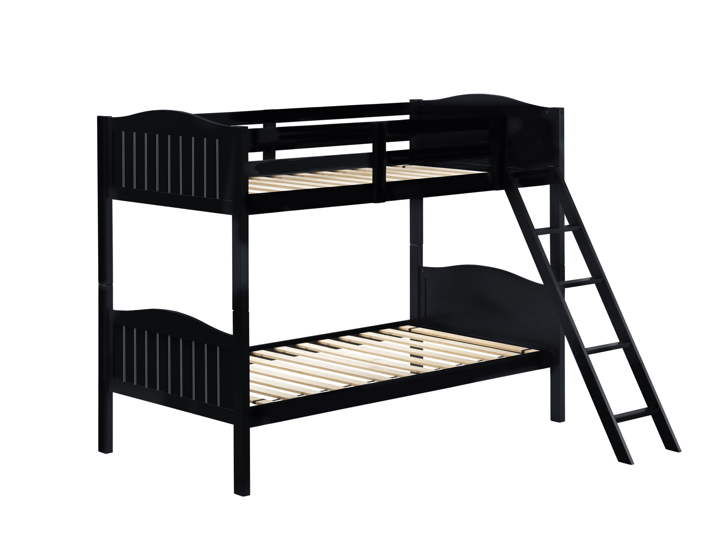 Arlo Twin Over Twin Bunk Bed With Ladder Black-405053BLK