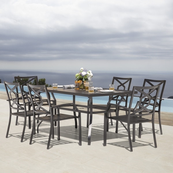 NUU GARDEN Outdoor 7Piece Iron Dining Set