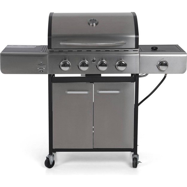 Captiva Designs E02gr001 Stainless Steel 4 burner Propane Gas Grill With Side Burner And Side Tables