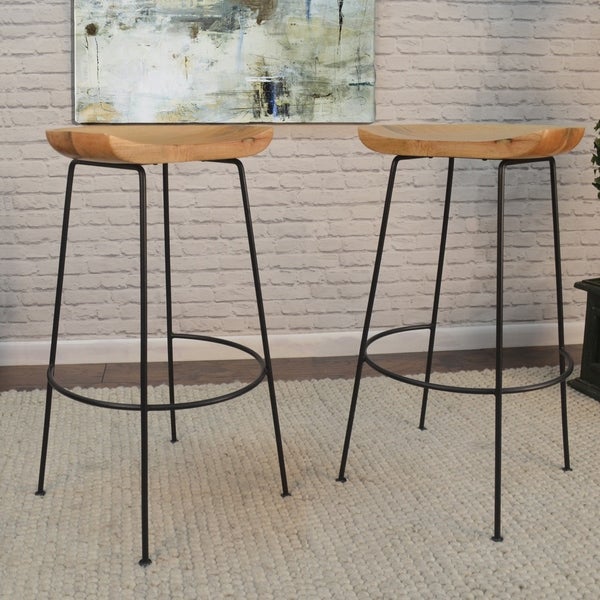 Mabel Scooped Seat Stool， Set of Two