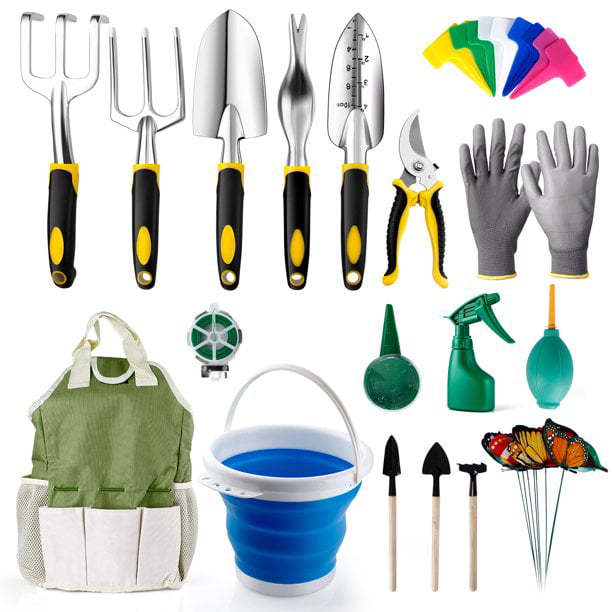 Amzdeal Garden Tools Set, 34 Pcs Aluminum Gardening Tools Kit, Gifts for Men Women