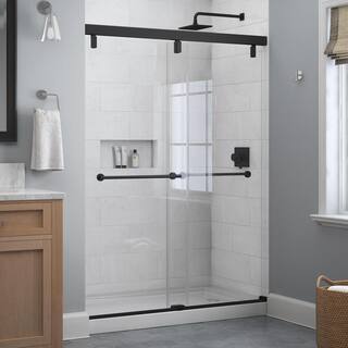 Delta 60 in. W x 71.5 in. H Mod Soft-Close Frameless Sliding Shower Door in Matte Black with 14 in. (6 mm) Clear Glass SD6765026