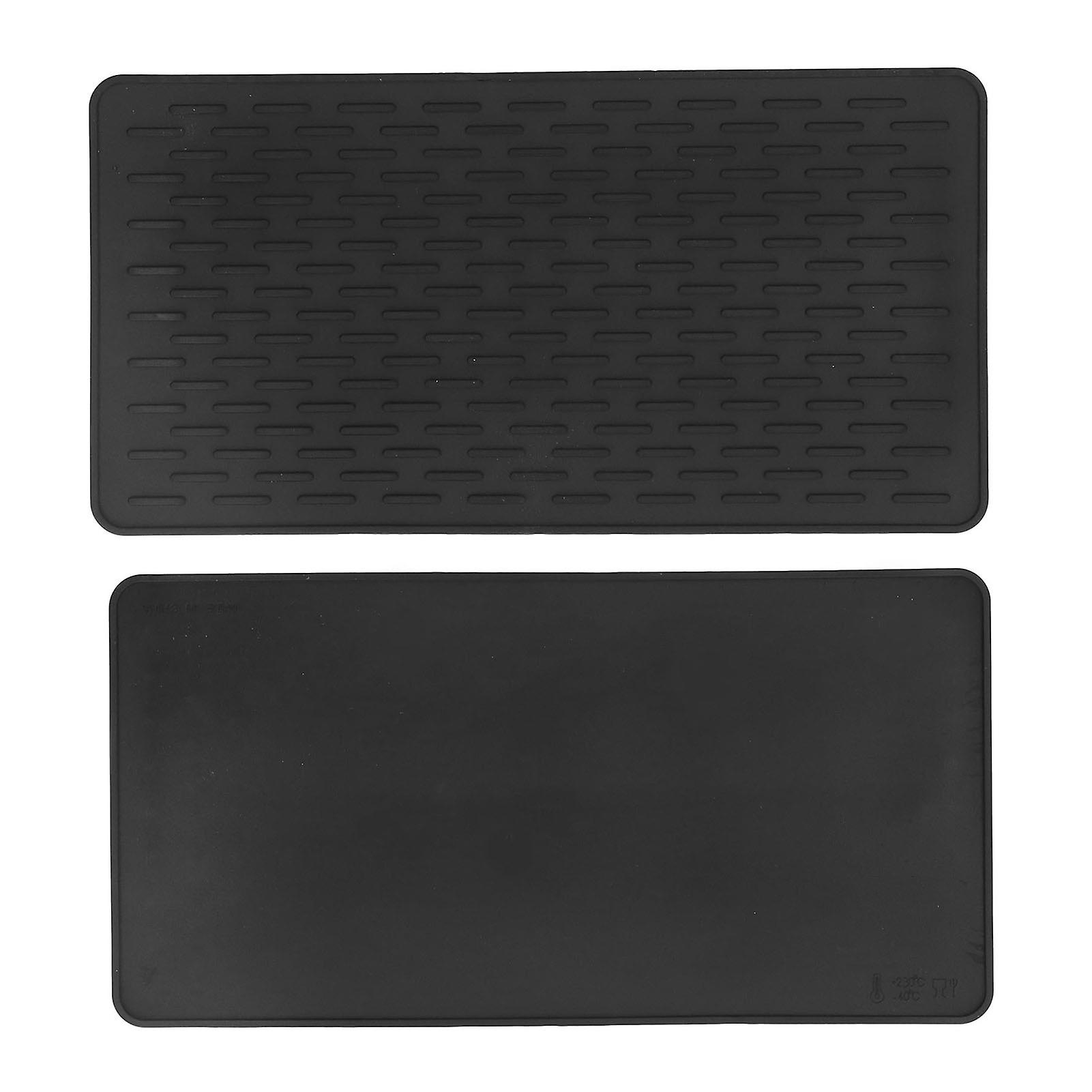 Silicone Insulation Pad Black Rectangle Heat Resisting Safe Handling Heat Insulation Pad For Kitchen