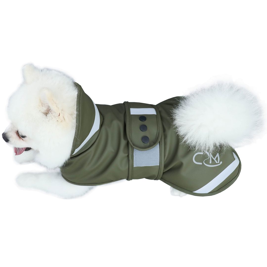 Hiheart Dogs Waterproof Reflective Rain Jacket Winter Stormguard Fleece Warm Raincoat for Small Medium Large Pet