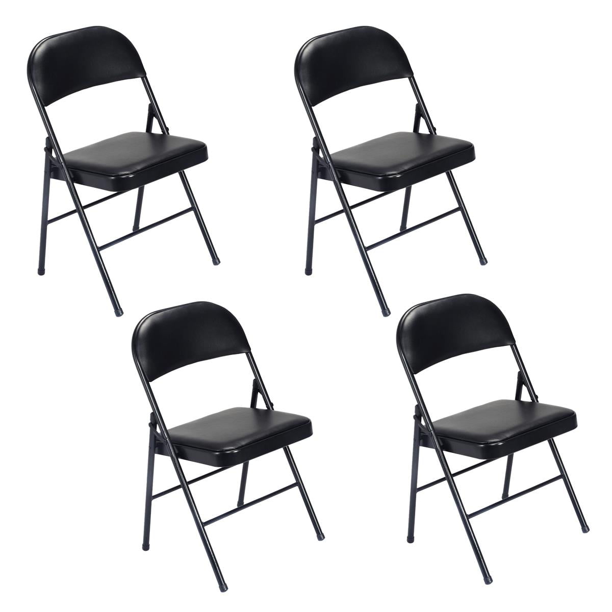 UBesGoo Folding Chair 8-Pack PVC Cushion and Backrest, Black