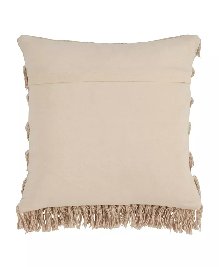 Saro Lifestyle Woven Fringes Decorative Pillow， 18 x 18