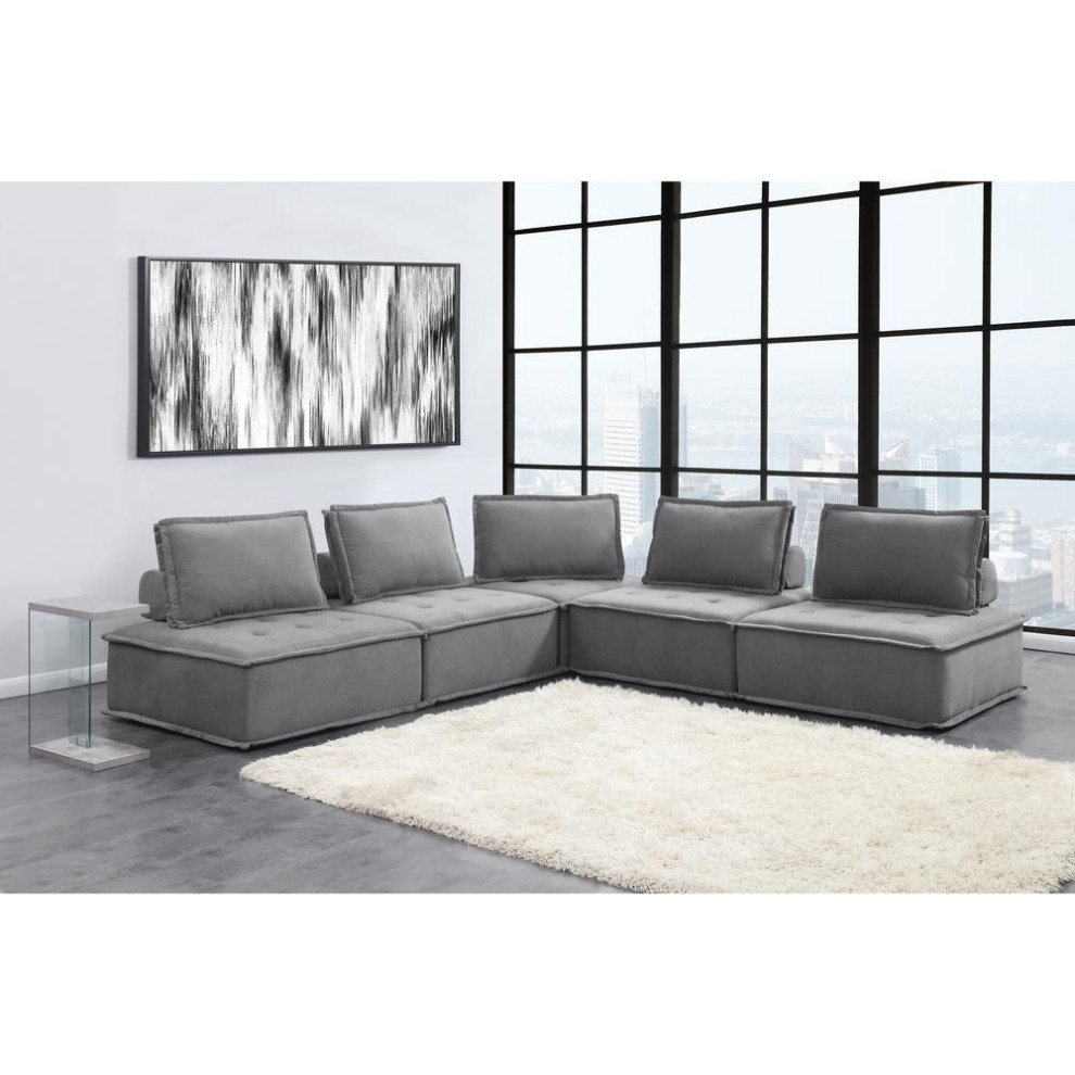 Picket House Furnishings Cube Modular Seating 5PC Sectional   Transitional   Sectional Sofas   by BisonOffice  Houzz