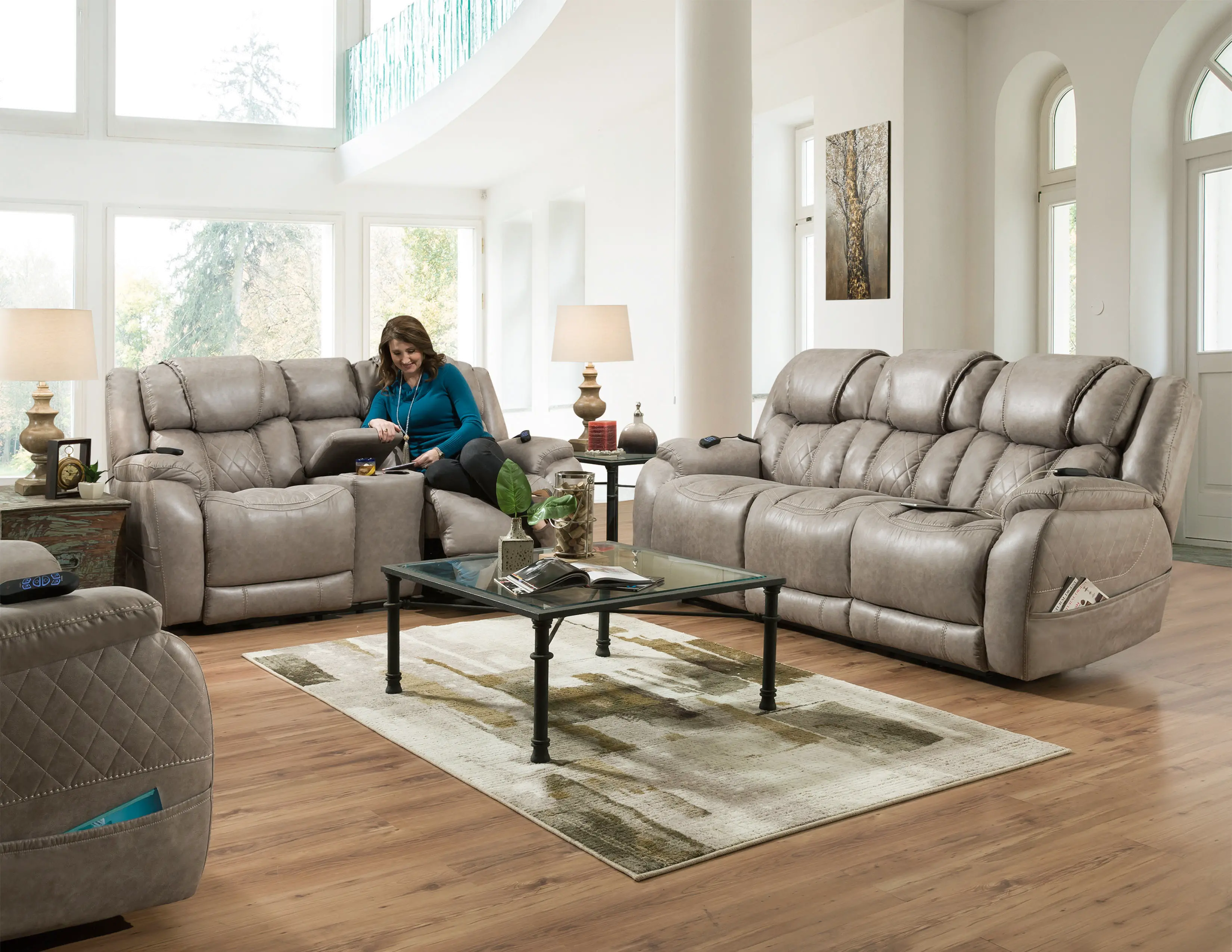 Daytona Mushroom Tan Power Reclining Sofa