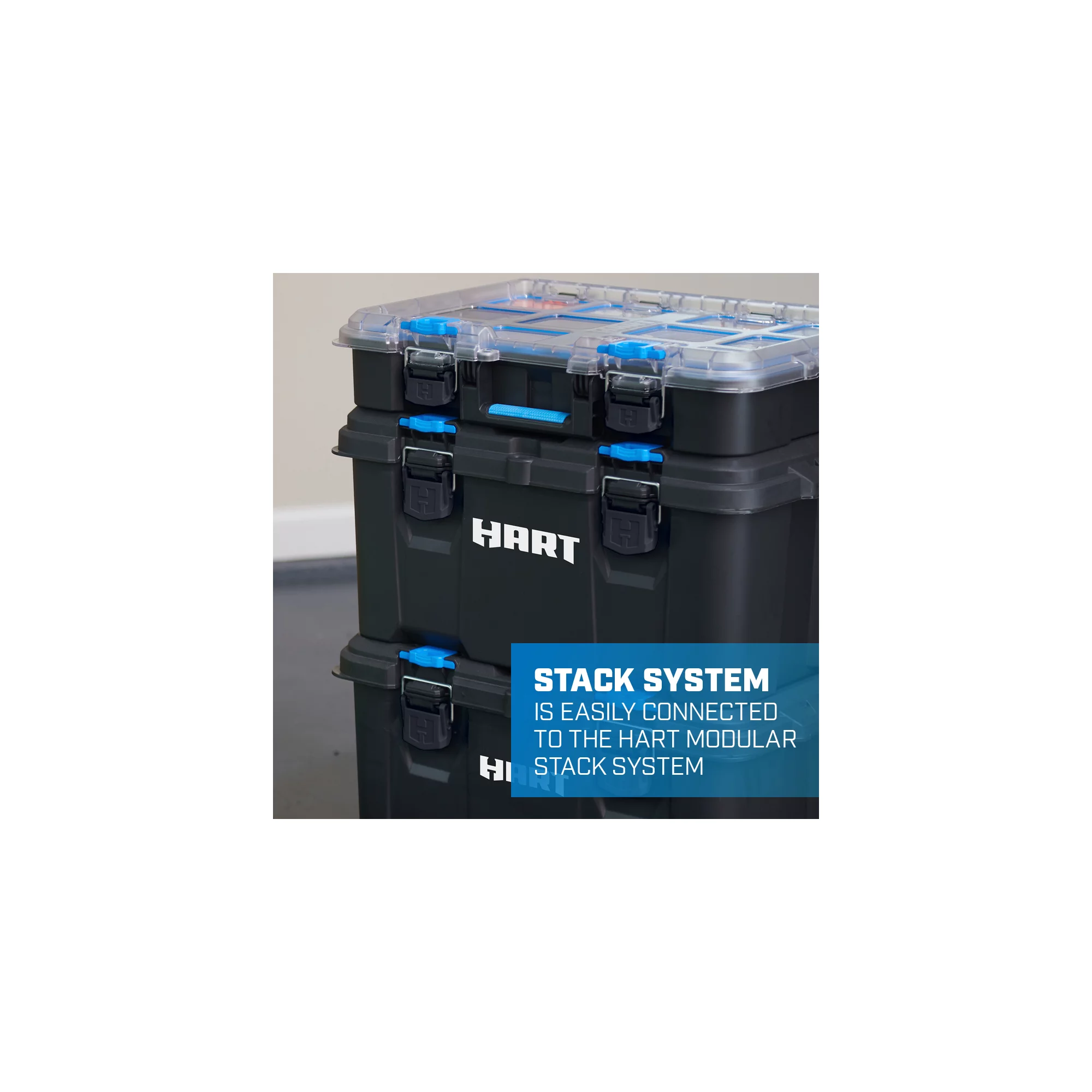 HART 249644 Stack System Medium Size Tool Box， Fits Modular Storage System