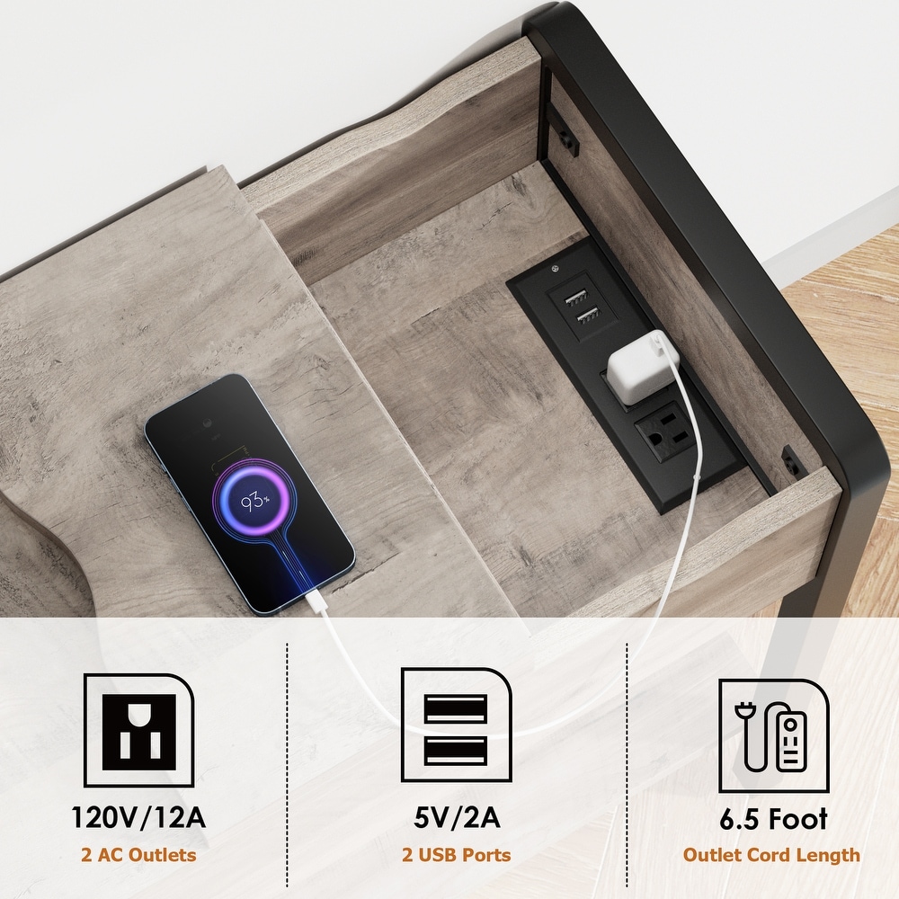 End Table with Drawer Charging Station
