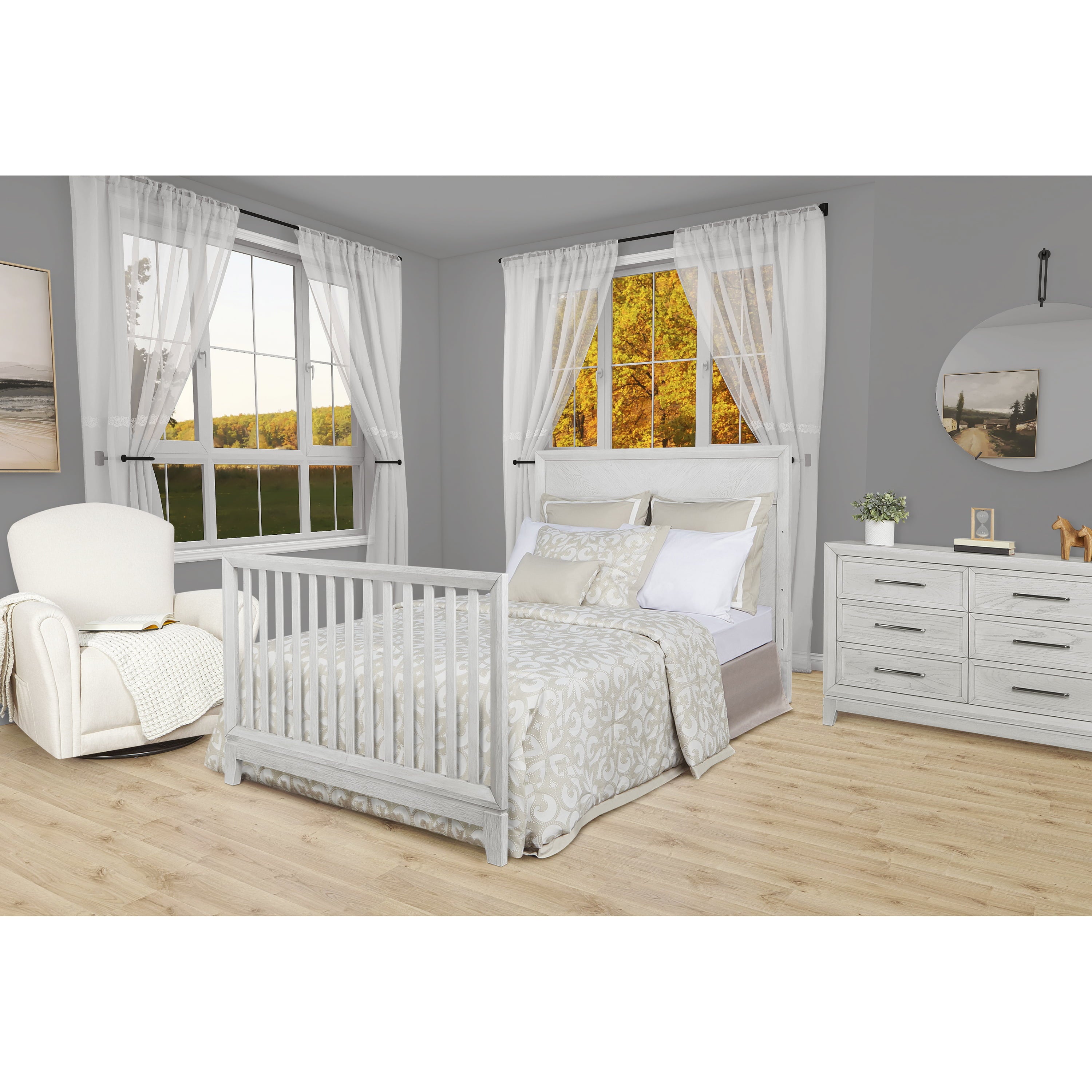 Evolur Lourdes 5 in 1Convertible Crib, Greyhound