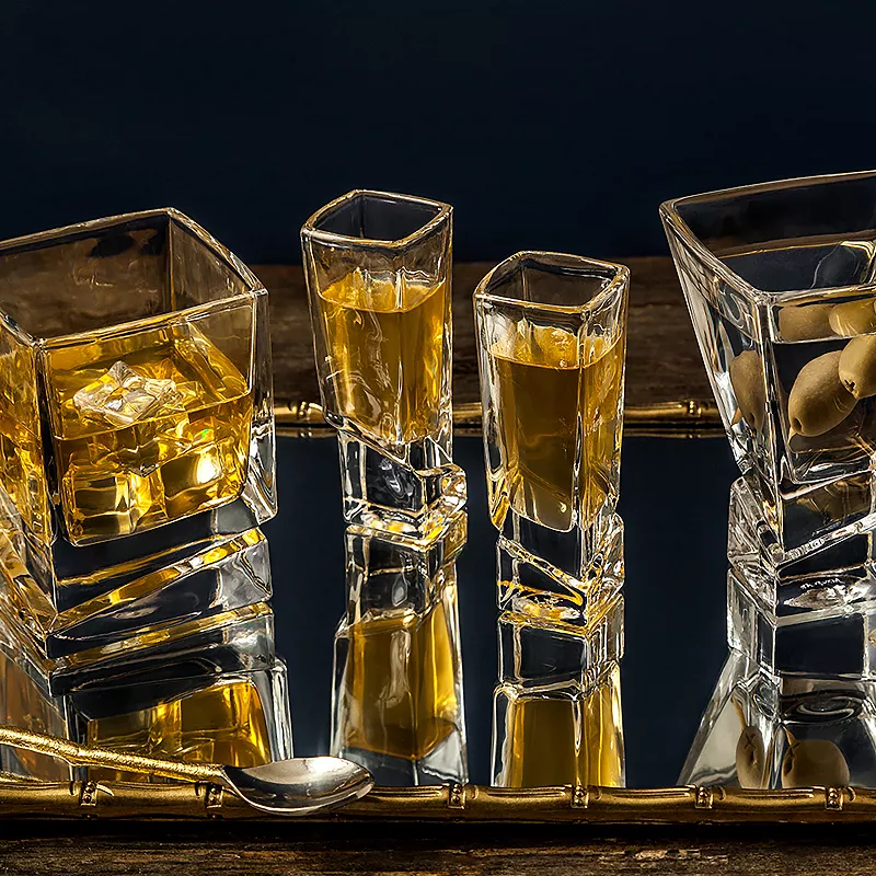 JoyJolt Carre 8-pc. Square Heavy-Base Crystal Shot Glass Set